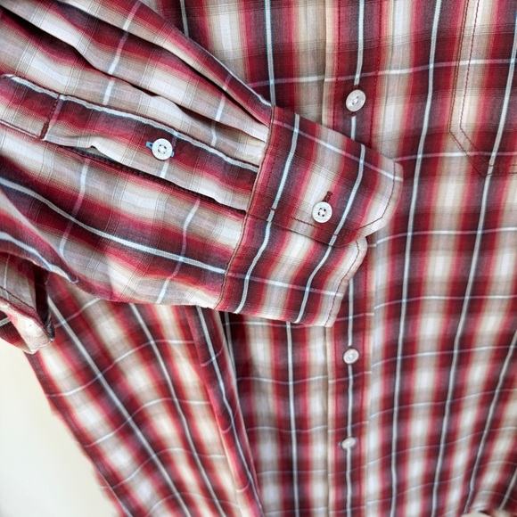 Aigle Red Plaid Collared Long Sleeve Mens Size L Button Up Casual Cotton - Picture 6 of 12